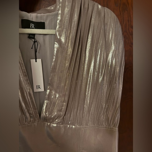 Banana Republic Gold Metallic Pleated Mini Dress NWT 14 New Year’s Eve - Picture 6 of 9